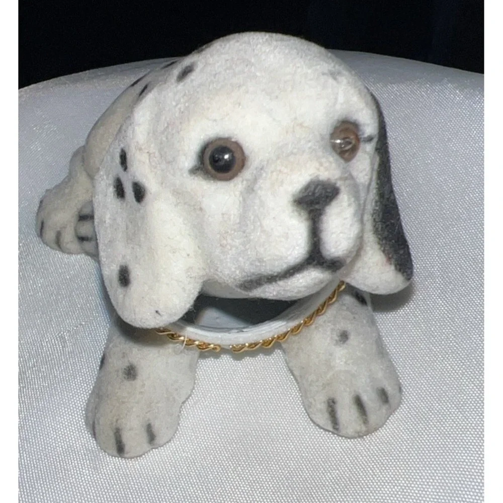 Dalmatian Dog Figurine Flocked Bobble‎ Head Nodder 3x6x3.5